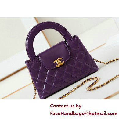 Chanel Shiny Crumpled Calfskin & Gold-Tone Metal Mini Shopping Bag AS4416 Purple 2025